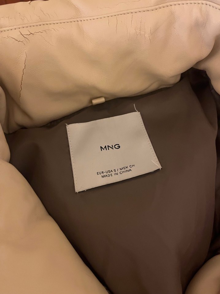 Bej Deri Kadın Kışlık Mont - Görsel 2