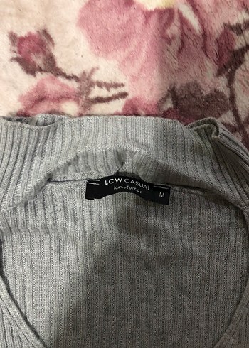 Gri V Yakalı Uzun Kollu Triko Kazak - Görsel 2