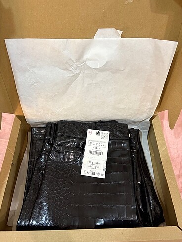 Zara SUNİ DERİ DÜZ PANTOLON