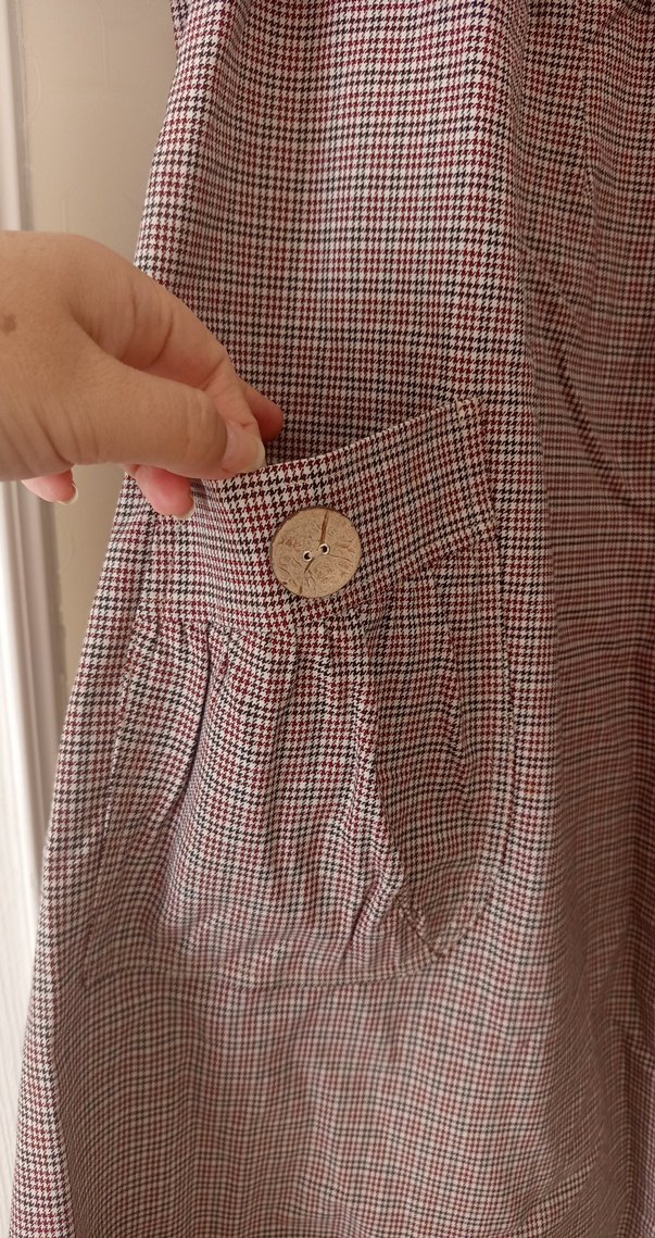 Düğmeli Salaş Hamile Midi Elbise - Görsel 2