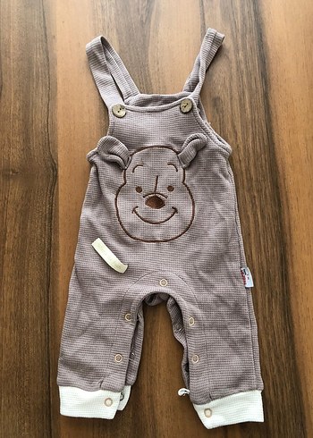 Düğmeli Kahverengi Erkek Bebek Askılı Tulum