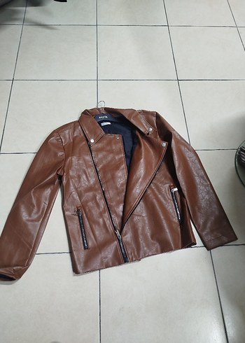 Christian Dior Kadın Kahverengi Deri Biker Ceket - Görsel 2