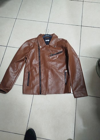 Christian Dior Kadın Kahverengi Deri Biker Ceket - Görsel 3