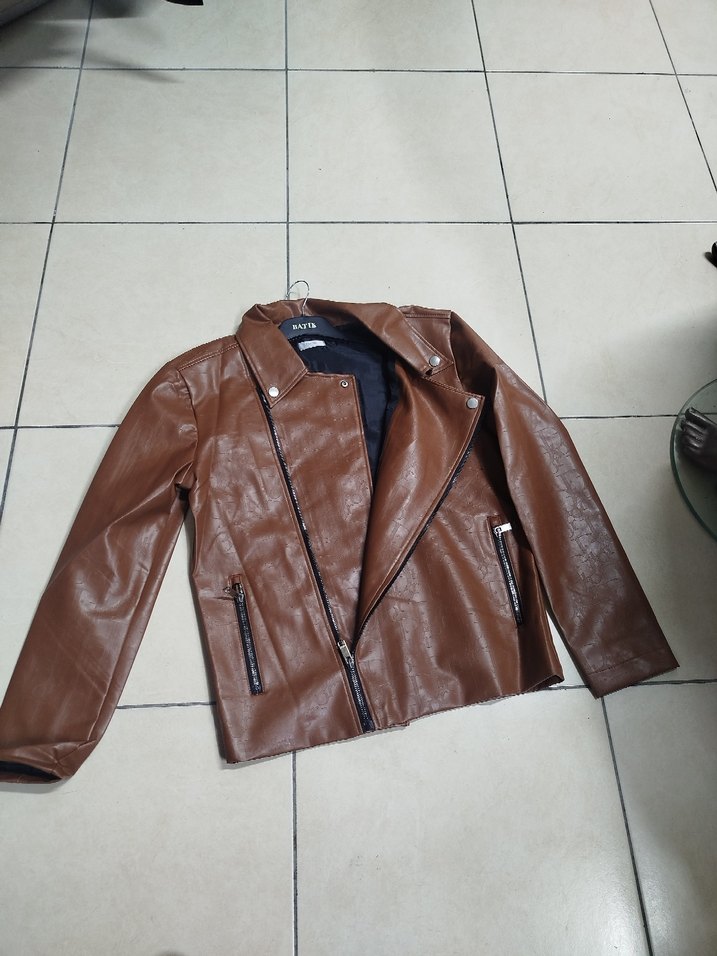 Christian Dior Kadın Kahverengi Deri Biker Ceket - Görsel 2