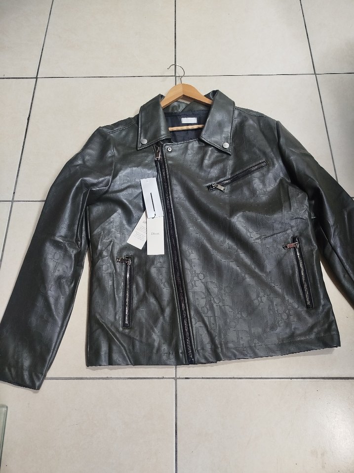 Christian Dior Kadın Kahverengi Deri Biker Ceket - Görsel 4