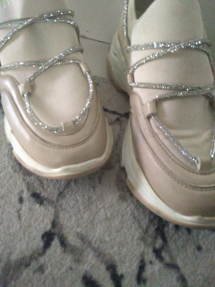 Bej Dolgu Topuklu Bağcıklı Kadın Spor Ayakkabı - Görsel 2