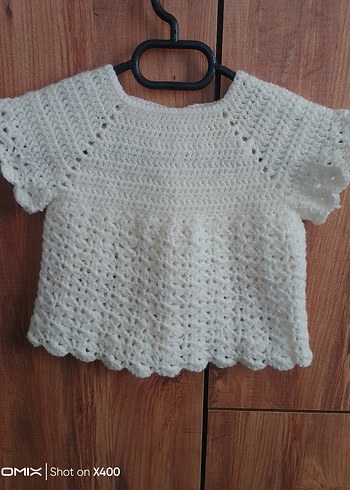 Kız Çocuk Kısa Kollu Nakışlı Örgü Yelek - Görsel 2