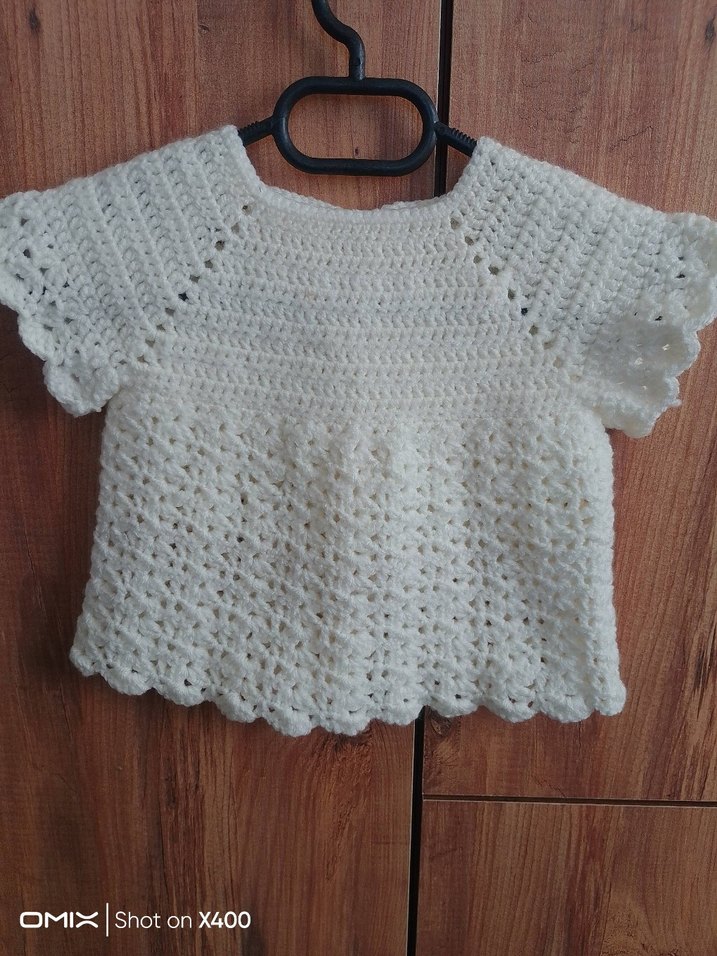 Kız Çocuk Kısa Kollu Nakışlı Örgü Yelek - Görsel 2