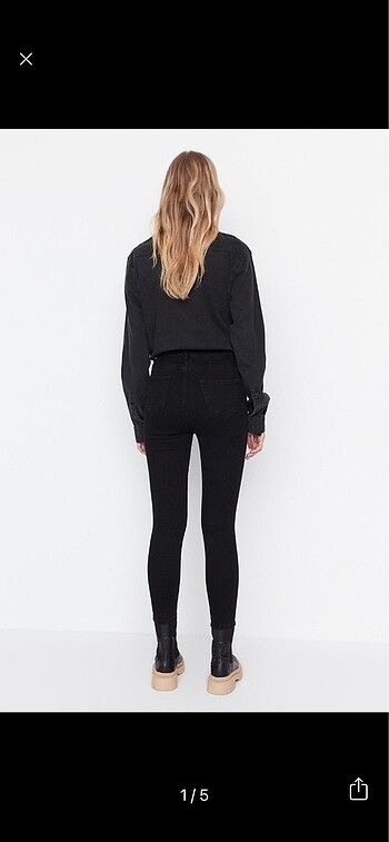38 Beden siyah Renk Siyah Yüksek Bel Skinny Jeans