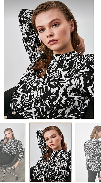 Trendyol & Milla DİK YAKA ZEBRA DESENLİ BLUZ