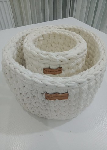 Ikea 2 li Beyaz Örgü Sepet /organizer