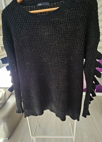 Siyah Örgü Kadın Triko Kazak - Görsel 3