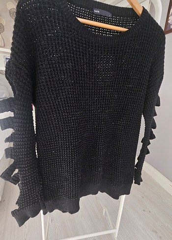 Siyah Örgü Kadın Triko Kazak - Görsel 5