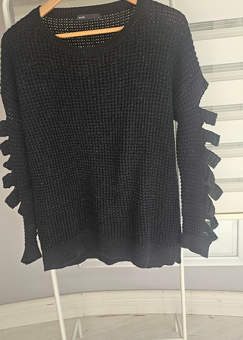 Siyah Örgü Kadın Triko Kazak - Görsel 2