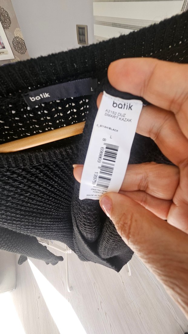 Siyah Örgü Kadın Triko Kazak - Görsel 4