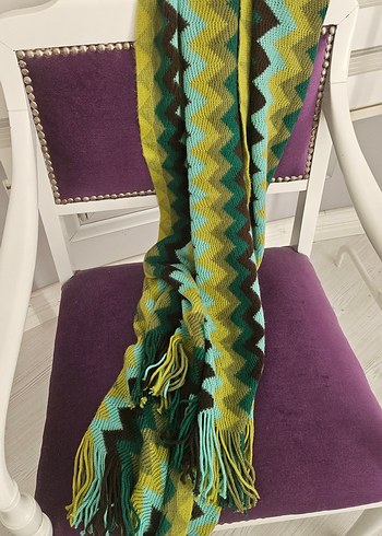 Çok Renkli Desenli şal triko atkı - Görsel 2