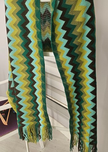 Çok Renkli Desenli şal triko atkı - Görsel 4