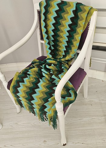 Çok Renkli Desenli şal triko atkı - Görsel 7