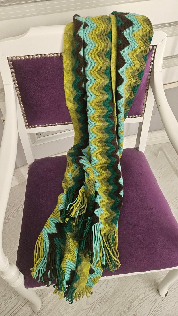 Çok Renkli Desenli şal triko atkı - Görsel 2