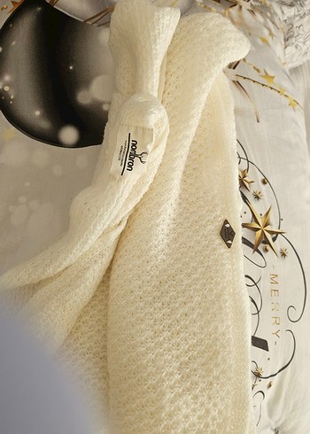 Beyaz Örgü  yumuşak kaskol - Görsel 11