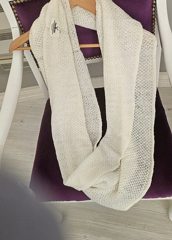 Beyaz Örgü  yumuşak kaskol - Görsel 2