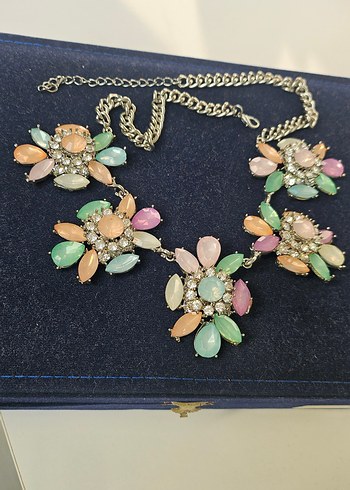 Pastel Renkli Çiçekli Mini Bohem Kolye - Görsel 2