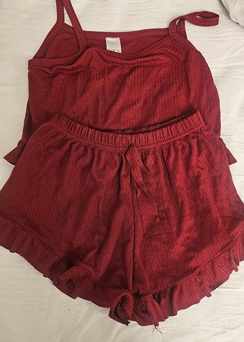 Penti Bordo Mini Askılı Rahat Kadın Pijama Takımı