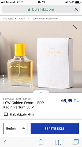 Lcw golden femme kadın parfüm
