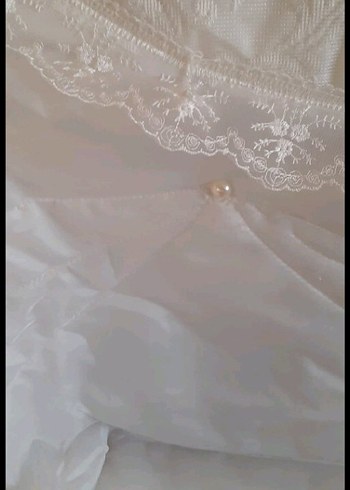 İşlemeli Beyaz Parlak Yatak Örtüsü - Görsel 5