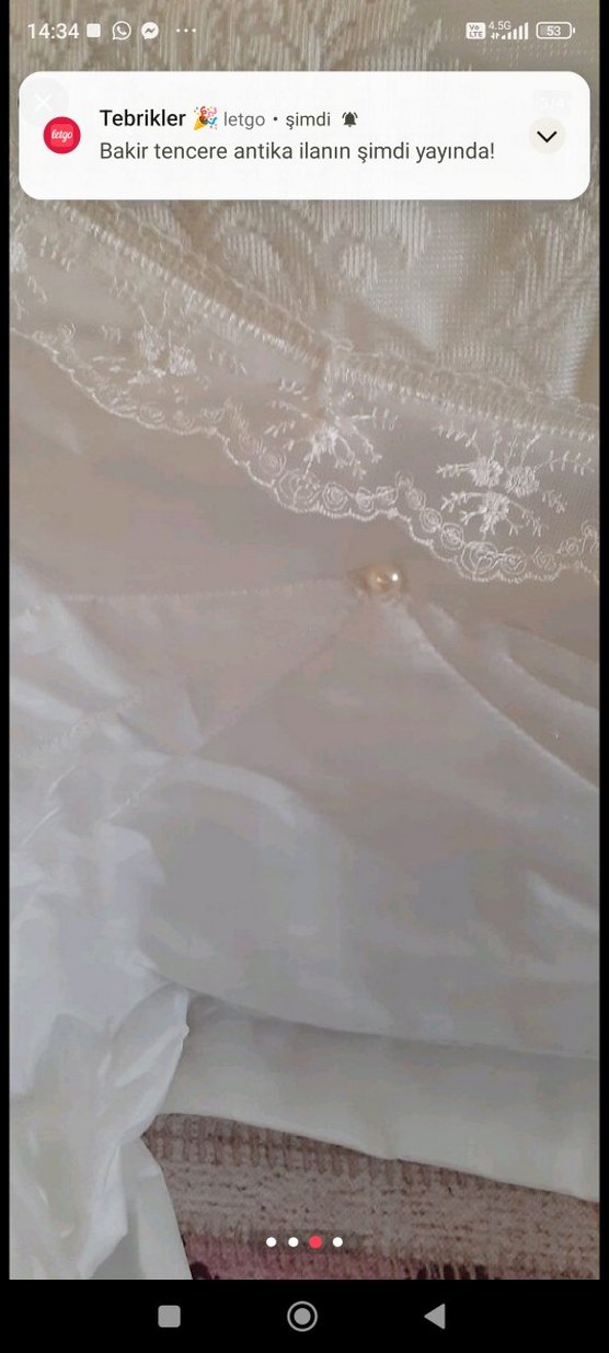 İşlemeli Beyaz Parlak Yatak Örtüsü - Görsel 5