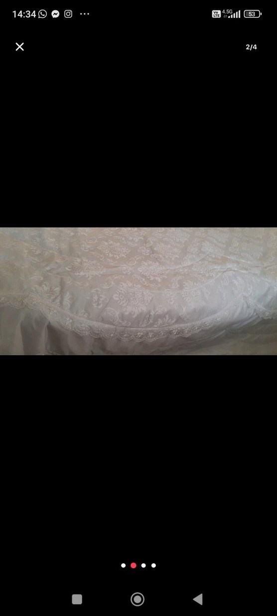 İşlemeli Beyaz Parlak Yatak Örtüsü - Görsel 4