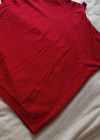 Kırmızı Boğazlı Salaş Kadın Kazak - Görsel 4