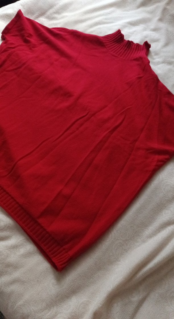 Kırmızı Boğazlı Salaş Kadın Kazak - Görsel 4