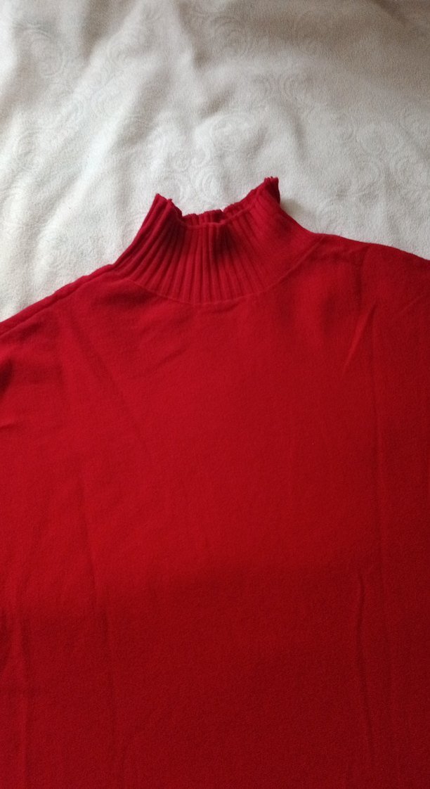 Kırmızı Boğazlı Salaş Kadın Kazak - Görsel 2