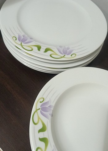 Beyaz Çiçek Desenli Yemek Tabağı Seti - Görsel 6