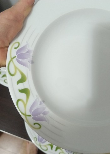 Beyaz Çiçek Desenli Yemek Tabağı Seti - Görsel 2