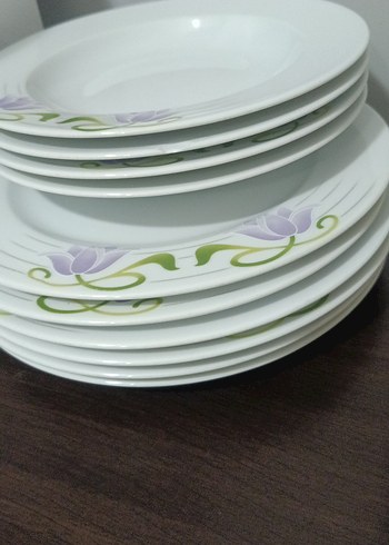 Beyaz Çiçek Desenli Yemek Tabağı Seti - Görsel 5