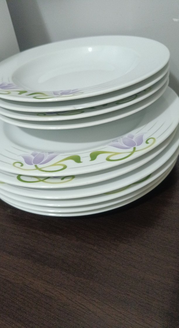 Beyaz Çiçek Desenli Yemek Tabağı Seti - Görsel 5