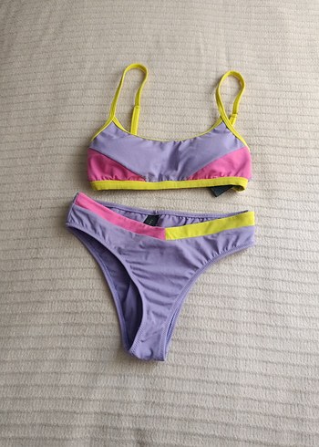 Mor ve Sarı Renkli Mini Bikini Takımı