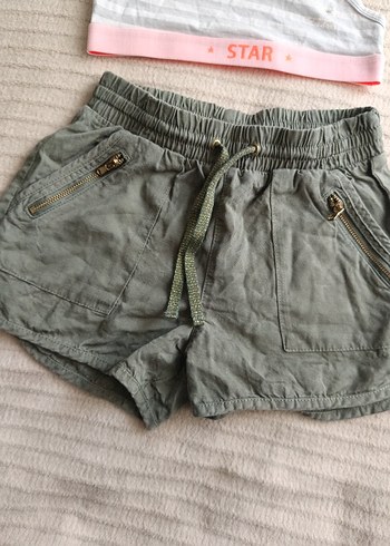 H&M Gri Pamuklu Rahat Kesim Kız Şortu