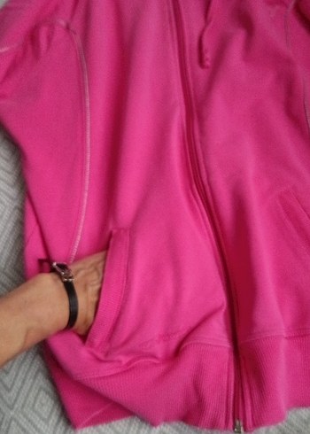 Diğer Pembe Kapüşonlu Fermuarlı Kadın Sweatshirt