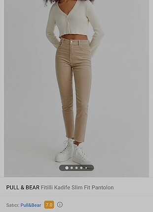 Pull and Bear Bej Kadife Slim Fit Pantolon