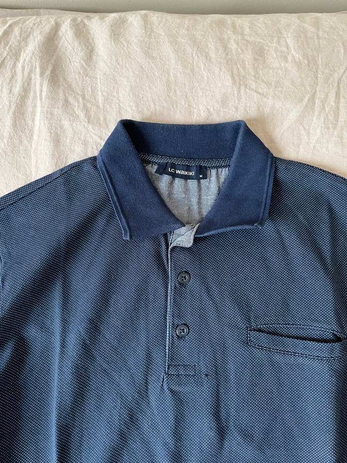 Erkek Lacivert Denim Polo Tişört - Görsel 3
