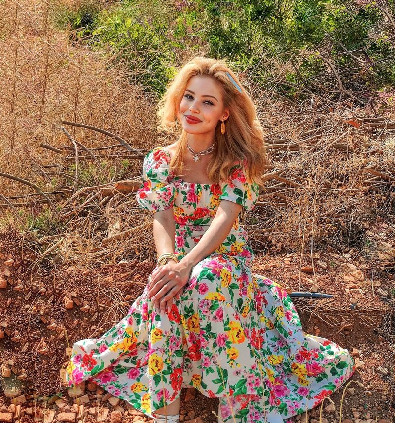 Çiçek Desenli Uzun Bohem Elbise - Görsel 2