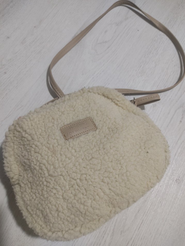 Beyaz Peluş Kadın Omuz Çantası - Görsel 2