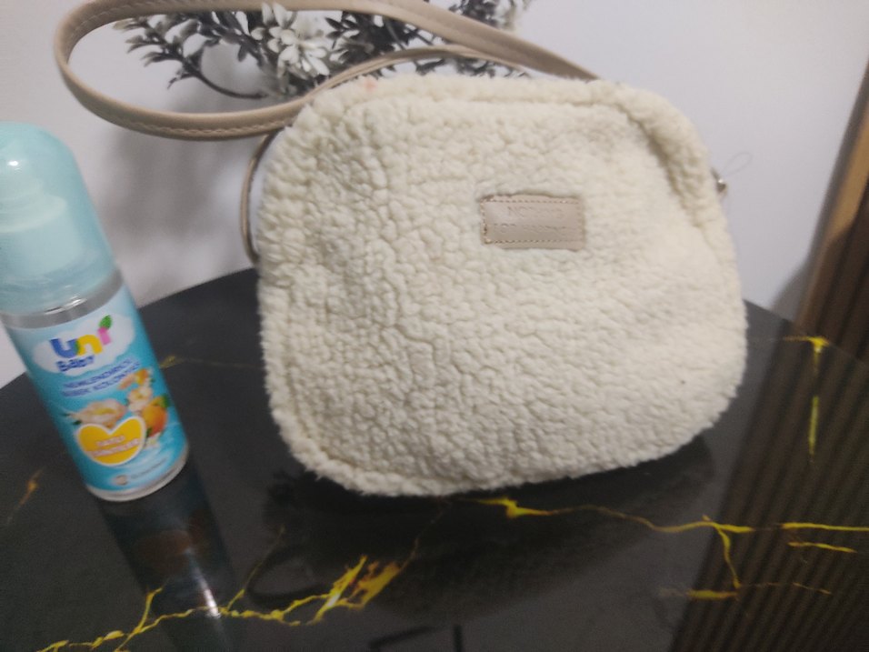 Beyaz Peluş Kadın Omuz Çantası - Görsel 3