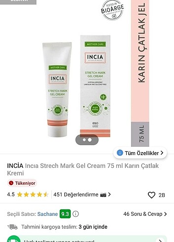  Beden INCIA Mother care Doğal Karın Çatlak jel 