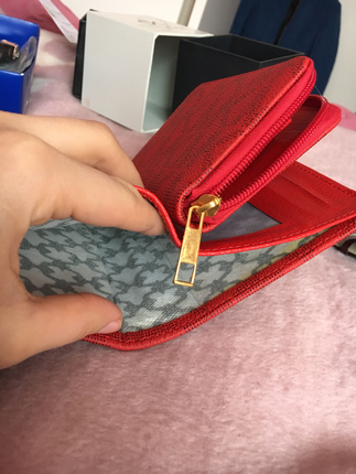 universal Beden kırmızı Renk Mk desen cüzdan