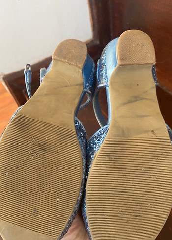 H&M Mavi Simli Kız Çocuk Babet Ayakkabı