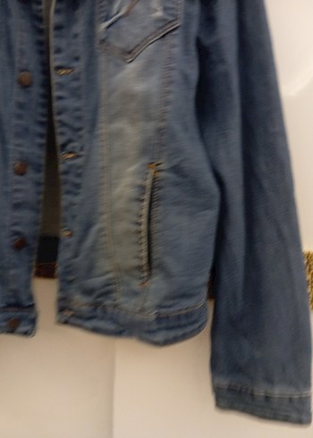 Düğmeli Mavi Kadın Denim Ceket - Görsel 3